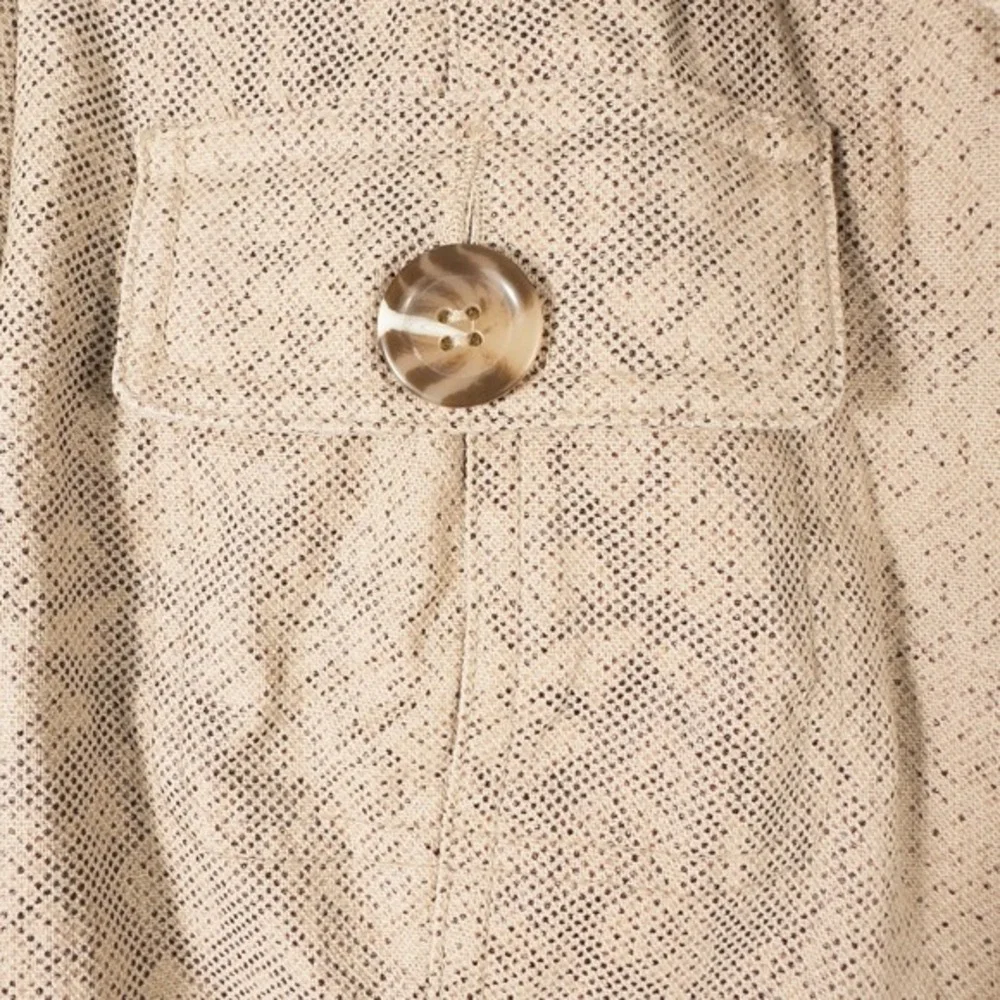 Worthington Linen Blend Blazer Jacket Women Size 14P Tan Snakeskin Lined Neutral